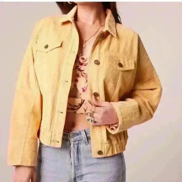 NWT Band Of The Free Yellow Gold Other Side Corduroy Button Down Jacket. Size S - Picture 1 of 10